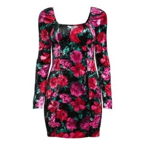Madden NYC Junior's Velvet Corset Bodycon Dress X-Small (1) Red Floral - Picture 1 of 5