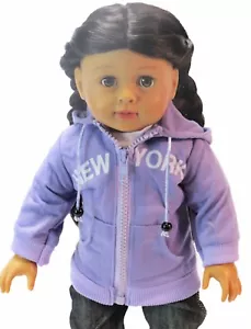 Lavender Purple New York Hoodie fits 18" American Girl Size Doll - Picture 1 of 2