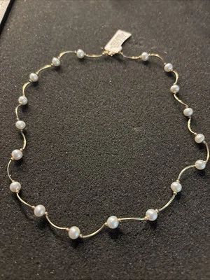 NWT Atlantic jewelry co ATL 14k gold Squiggle Freshwater Pearl 16 Inch Necklace - Image 1 of 4