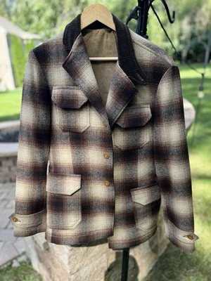 Cockpit USA Men’s Vintage Plaid Wool Driving Coat / Jacket Size Medium - Image 1 of 4