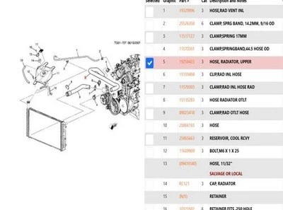 Manguera de refrigerante del radiador GMC Savana 2500 3500 Chevy Express 2015-19 19258423 Foto 1 de 1