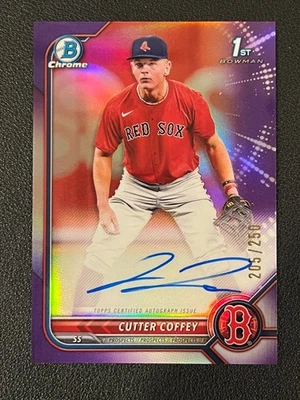 Cutter Coffey 2022 Bowman Chrome 1st Auto Purple Refractor /250 Red Sox  - Image 1 of 2