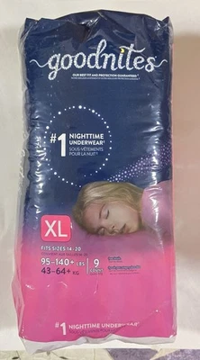 Новый! Goodnites ночное белье для девочек-XL 14-20-95 до 140 фунтов-9 штук - Изображение 1 из 4