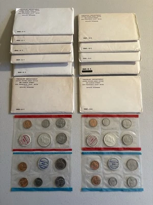LOT OF 11 - 1968 & 1969 U.S. MINT UNCIRCULATED 10 COIN SETS- 40% SILVER KENNEDY - Image 1 of 4