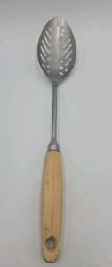 Stainless Steel Wooden Handle Vintage Slotted Spoon Possible Ecko  - Picture 1 of 7
