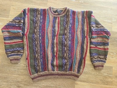 Vintage Cotton Traders Sweater Mens Medium Colorful 3D Knit Coogi Style 90s  - Image 1 of 4