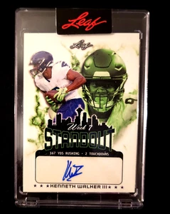 SEAHAWKS KENNETH WALKER RC AUTO LEAF STANDOUT WEEK 7  07/223, NEVER OPENED! - Picture 1 of 5