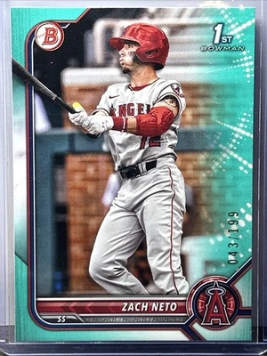 Zach Neto 2022 Bowman Draft Aqua 1st Bowman #043/199 #BD-18 Angels - Image 1 of 2