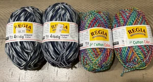 NWT NEW Regia Sock Yarn 4 SKEINS STRIPED MULTI COLORED 50G - Picture 1 of 5