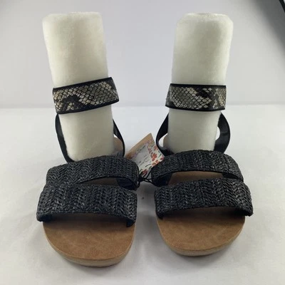 MUK LUKS Sandals Women's Size 7 Elastic Snake Print Ankle Strap - Image 1 of 4