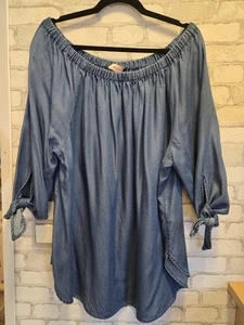 s.Oliver Triangle Jeans Bluse, Carmenausschnitt, Gr.50 - NEU OHNE ETIKETT - Bild 1 von 4