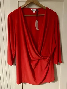 Womens Faux Wrap Top Size 26 Red Nightingales JD Williams Stretch Comfort Smart - Picture 1 of 7