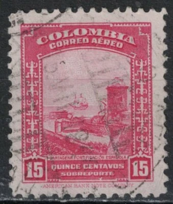 COLOMBIA:1941 SC#C123 Fortificaciones Españolas Usadas, Cartagena T Foto 1 de 2