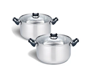 2x Olla De Acero Inoxidable "Turín" 24cm Ollas Cocina Juego De Ollas 2 Piezas - Imagen 1 de 5