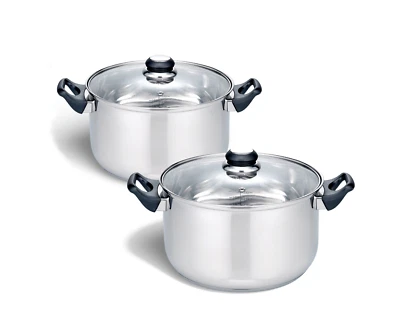 2x Olla De Acero Inoxidable "Turín" 24cm Ollas Cocina Juego De Ollas 2 Piezas - Imagen 1 de 4