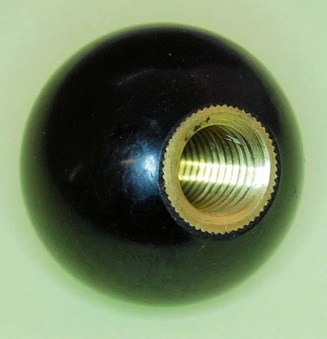 Black Plastic Threaded (brass) Knob 40 mm Dia M12 x 1.75 mm  Thread - Image 1 of 1