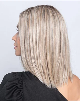 Short Straight Bob Wigs Ash Blonde Highlight T Part Lace Front Wigs  for Women - Image 1 of 4