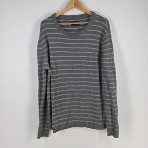 Rusty mens knit jumper size XL grey striped long sleeve round neck cotton 042920 - Picture 1 of 8
