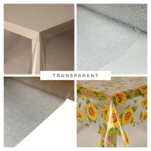 Clear Transparent Vinyl PVC Tablecloth Table Protector Plastic Cover Modern - Picture 1 of 9