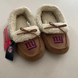 FOCO New York Giants NFL Children’s L 5 - 6 Tan Moccasin Slippers LICENSED NFL - Picture 1 of 8