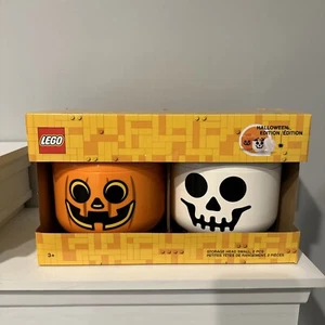 Lego PEQUEÑO Edición Halloween Cabezal de Almacenamiento Juego de 2 Piezas Calabaza Esqueleto NUEVO - Imagen 1 de 5