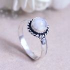 Snow Rainbow Moonstone Gemstone Handmade Jewelry Silver Ring Wedding Gift Woman