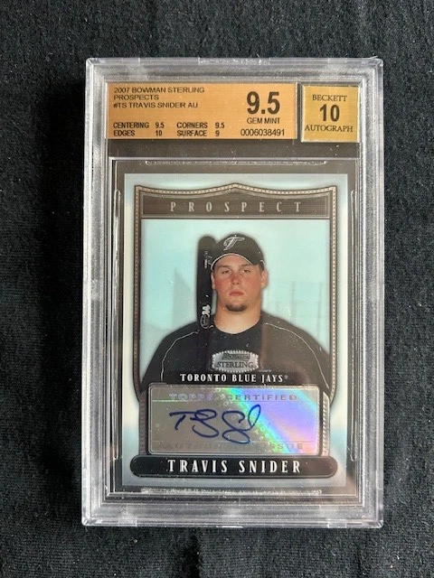 2007 Bowman Sterling Prospects TRAVIS SNIDER Auto RC BGS 9.5 / 10 - Image 1 of 1