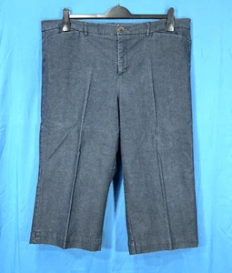 KIM ROGERS Blue STRETCH DENIM Gauchos HIGH-RISE Cropped TROUSERS/JEANS 18W - Picture 1 of 5