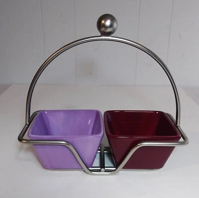Pampered Chef - Set of 2 Simple Additions Small Bowls and Metal Caddy - Image 1 of 4