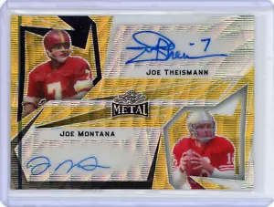 1/1 GOLD SP Joe Montana/Theismann 2023 Leaf Metal Dual Autograph Auto Card DA-15 - Picture 1 of 2