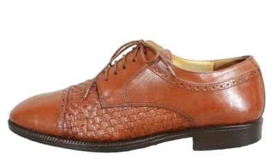 Stanley Blacker Men's Brown Weave Leather Cap Toe Dress Oxford Shoes Size 10 M - Image 1 of 4