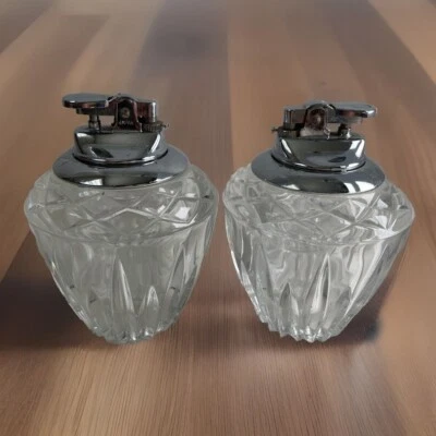 Encendedores de mesa de cristal de plomo destacados Princess House MCM de colección tabaco Foto 1 de 4