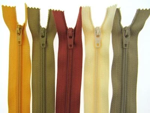 Nylon Closed End Zips - Sunset Sample Mix - 5 or 15 pack - 10 Sizes - 6" - 22" - Picture 1 of 5