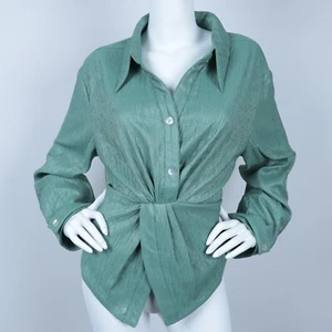 NANUSHKA pleated twist front shirt & blouses in green size M - Picture 1 of 12