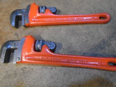 Lot of 2 Vintage Ridgid  8" Pipe Wrenches Steel Made in USA ( Excellent Shape) - Image 1 of 4