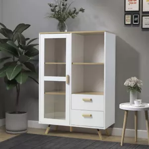 Kitchen Dresser Cabinet Tall Pantry Unit Glass Display Storage Cupboard Bookcase - Picture 1 of 11