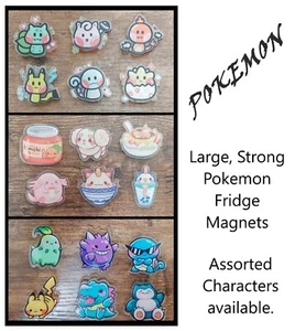 6x Large Cute Strong Fridge Magnets - Assorted Pokemon - Pikachu/Squirtle  *4CM* - Picture 1 of 19