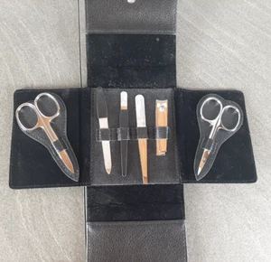 Maniküre Set NAIL KIT im schwarzen Leder Etui aufklappbar - Bild 1 von 6