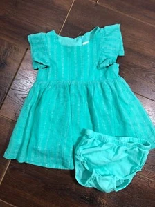 Vestito verde scintillante Cat & Jack bambina taglia 6-9 mesi con copri pannolino! - Foto 1 di 4
