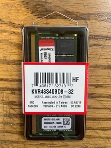 Kingston 32GB DDR5 PC5-4800 So Dimm Laptop Memory Module KVR48S40BD8-32 - Picture 1 of 2
