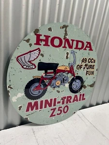 HONDA MINI TRAIL Z50 ROUND METAL SIGN HEAVY DUTY GREAT FOR MANCAVE - Picture 1 of 4