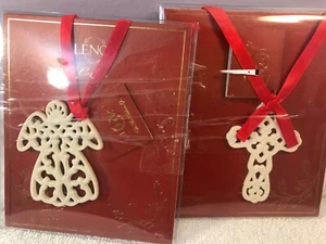 Christmas ornaments set of 2 Lenox charms pierced cross & angel CH4963 - Picture 1 of 5