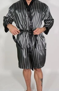 ADULT SATIN PINSTRIPE ROBE ONE SIZE - Picture 1 of 5