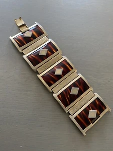 Vintage LERU Armband Manschette goldfarben Topas Leopard - Bild 1 von 6