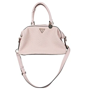 Guess Pink Woven Hassie Soho Satchel Bag With Dustcover Baby Pink Top Shoulder - Picture 1 of 9