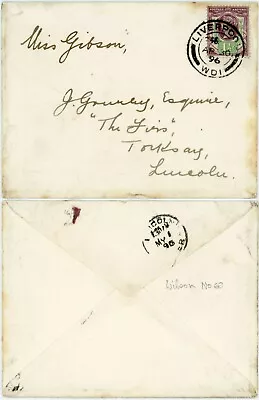 GB QV 1 1/2d JUBILEE SINGLE FRANKING RAILWAY LATE FEE + LINCOLN TENDER PMK 1896 - Image 1 of 3