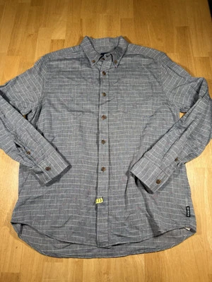 Prana Button Down Gray Window Pane Shirt Mens Size Medium Cotton Long Sleeve - Image 1 of 4
