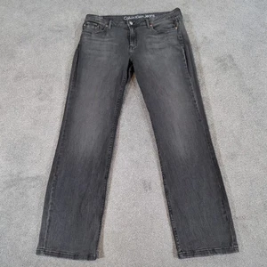 Calvin Klein Jeans Womens W32 (W34) L32 Grey Denim Straight Regular Stretch Dark - Picture 1 of 18