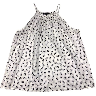 Banana Republic Women Lg Sheer Boat Anchor Spaghetti Strap Nautical Tank Top - Image 1 of 4