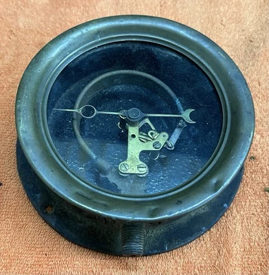 Original EARLY Vintage GAUGE 6-3/4” Steampunk Pressure Steam BRASS & Steel Old - Image 1 of 4